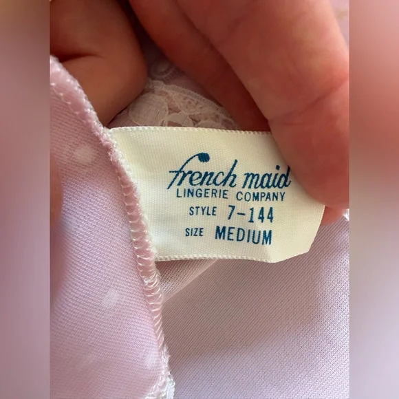 Vintage French Maid Pink Nightgown Lingerie - Picture 5 of 7